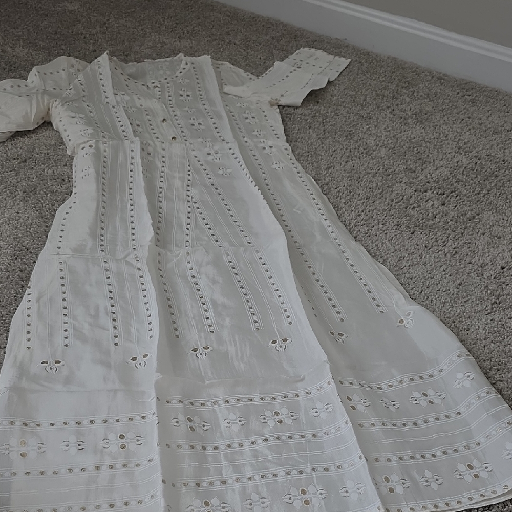 Elegant White Eyelet Kurta